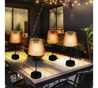 Lampe d'extérieur LED lampe solaire lampe de table décoration de jardin lampe en cristal, plastique noir ambre, batterie IP44, blanc chaud 3000K, lot de 2, H 29 cm