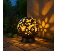 Lampe d'extérieur, lumière solaire, lampe boule, sur pied, métal noir, perforations décoratives, 1x LED 0,06 W 3000 K blanc chaud, rond, NINO 59080108