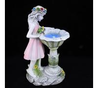 Lampe Solaire Extérieure en Résine, Statuette Fée de Jardin Lumineuse