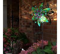 Lampe Solaire Extérieure LED Éolienne Multicolore de Jardin Déco Hauteur 124 CM
