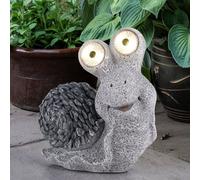 Lampe Solaire Extérieure LED Escargot Sculpture Aspect Pierre Jardin H 20 CM
