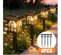Lampe Solaire Extérieure LED Jardin IP65 Lot de 4 Bornes Lumineuses Étanches pour Allée Terrasse et Pelouse