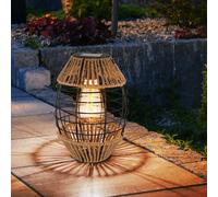 Lanterne solaire solaire pour extérieur sur pied décoration de jardin décoration balcon lampes solaires jardin chanvre, à suspendre ou à poser, LED blanc chaud, DxH 16,5x40,5 cm
