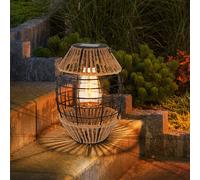 Globo Lanterne solaire LED en métal avec corde de chanvre Noir mat naturel 165 x 405 mm