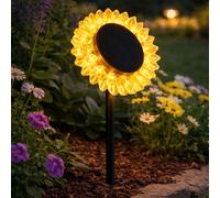 Lampe Solaire Stylisée En Fleur De Soleil Avec Piquet Pour Terrasse En Jaune LED