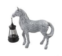 Lampe solaire fantaisiste en forme de cheval - Animal unique pour sculpture pour décoration de jardin, statue en résine imperméable pour terrasse, cour, pelouse 19,5 cm (lampe grise mate)