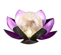 Lampe Solaire Fleur de Lotus,SUAVER Lampe de table Solaire Metal Lanterne Solaire Exterieur Lumineuse Decorative Jardin Paysage Lumières Pour Table Balcon Terrasse (Violet)