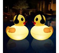 Lampe Solaire Flottante pour Piscines, Lumière Piscine Étanche Flotante de 42cm, Lumiere Piscine LED Canard Embrasé, Lumière Solaire Bassin Gonflables pour Piscines, Étang, Jardin-2 Pièces