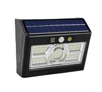 Lampe solaire grand angle activée par le mouvement pour clôture de patio | Pour 4 modes intelligents : lavage mural, pleine luminosité, lumière rouge, détection de mouvement ; intensité automatique