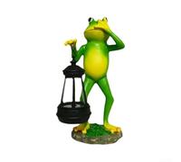Lampe solaire grenouille en résine faite à la main pour décoration de | Détails peints à la main, visage de grenouille réaliste, résine, résistant aux intempéries, décoration de pelouse