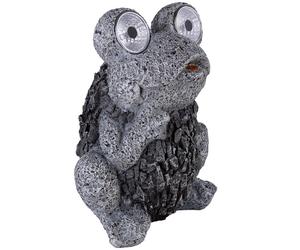 Lampe solaire Grenouille grise Figure solaire Grenouille Lampe extérieure aspect pierre solaire, batterie IP44, LED 2x 0,06 Watt, LxlxH 17x14x21 cm