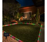 Guirlande lumineuse LED solaire Guirlande lumineuse solaire avec piquet Lampe LED multicolore enfichable Jardin LED, plastique noir, interrupteur, 50x LED, L 490 cm