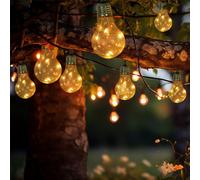 Guirlande lumineuse solaire à LED pour l'extérieur, 10 ampoules, guirlande lumineuse solaire pour l'extérieur, décoration de balcon, corde de chanvre, LED 3 watts blanc chaud, L 570 cm, jardin