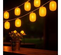 Lampe solaire LED Guirlande lumineuse Lampion Lampe extérieure Décoration de jardin résistante aux intempéries Boho 8 flammes, plastique, LED blanc chaud, L 650 cm