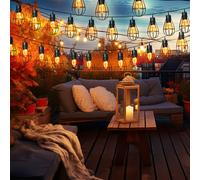 Guirlande lumineuse solaire LED extérieur lampe solaire décoration jardin style rétro, métal rouille, LED blanc chaud, L 200 cm, lot de 2, Nino Lighten 69021011