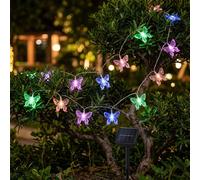 Lampe Solaire Guirlande Lumineuse D'Extérieur LED 10x RGB Papillons Jardin L