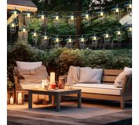 Guirlande lumineuse solaire LED extérieur lampe solaire décoration de jardin style campagnard, piquet de sol à piles, argent, 6x LED blanc chaud, DxL 6x200 cm, lot de 2