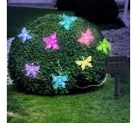 Lampes solaires d'extérieur LED RGB, chaîne, aspect papillon, lampe de jardin décorative, lumière de parc, 10x, L 470 cm
