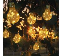 Lampe Solaire Guirlande Lumineuse LED 10x Ampoule Edison Ambre Chanvre