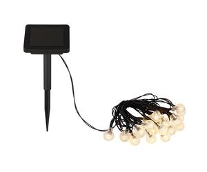 Lampe solaire guirlande lumineuse noir extérieur lumière LED décorative lampe de patio, boules étanche batterie 6-8m, 20x LED 2700K, DxL 1.8x280 cm