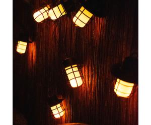 Lampe solaire guirlande lumineuse noire lumière extérieure LED 10x lanterne lampe décorative lampe de terrasse, plastique noir blanc, LxlxH 480x8,2x11 cm