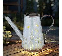 Lampe solaire LED arrosoir décoration de jardin lampe de terrasse lampe solaire, métal bleu rouille antique, blanc chaud durée d'éclairage 6-8h, LxH 27x19 cm