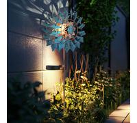 Lampe Solaire Jardin Éolienne LED D'Extérieur Or Bleu Terrasses Hauteur 92 CM