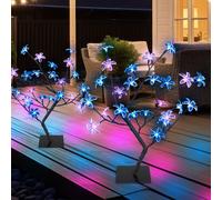 Lampes solaires pour la décoration extérieure du jardin, lampe solaire d'extérieur, lampe enfichable au design d'arbre, arbre à fleurs sur piquet, LED, H 60 cm, lot de 2