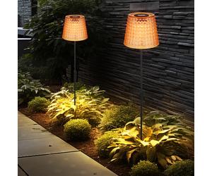 Lampe Solaire Kristallleuchte LED Lampe de Jardin Ambre Batterie 3000K 2er Set