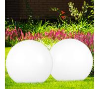 Lampe Solaire Lampe Boule Lampe Blanc Argent LED Lampe de Jardin D 30cm 2er Set