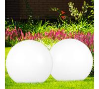 Lampe Solaire Lampe Boule Lampe Blanc Argent LED Lampe de Jardin D 30cm 2er Set