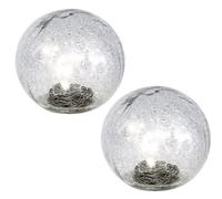 Lampe solaire Lampe boule Lampe de jardin, guirlande lumineuse LED, 10 flammes, lampe de terrasse, lampe extérieure, verre craquelé, 10x LED, DxH 15x15 cm, 2er Set