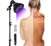 Lampe Solaire, Lampe de Bronzage avec Trépied, Hauteur Réglable en Cou de Cygne, Pour le Visage et le Corps, Dispositif Facial et Corporel 18 LED 660+850nm