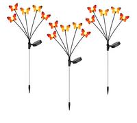 Lampe solaire Lampe de jardin LED Papillon balcon multicolore Piquet de terre, métal plastique, LED, H 68 cm, Set de 3