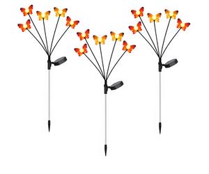 Lampe solaire Lampe de jardin LED Papillon balcon multicolore Piquet de terre, métal plastique, LED, H 68 cm, Set de 3