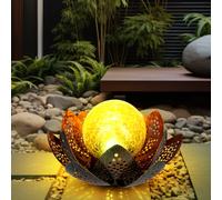 LED solaire fleur de lotus déco lampe boule verre craquelé jardin extérieur projecteur fleur terrasse balcon lumière vert-or