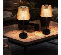 Lampe D'Extérieur Solaire de Table LED Jardin Kristallleuchte 2er Set H 29cm