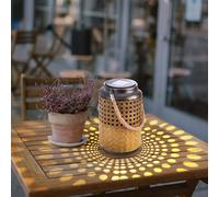 Lanterne solaire lumineuse extérieure, lanterne solaire décorative boho d'extérieur, lanterne solaire pour jardin extérieur, suspendue, LED, DxH 12x16cm