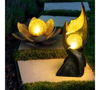 Lampe Solaire Lampe D'Extérieur Jardin LED Flamme Feuer-Effekt Lotus 2er Set
