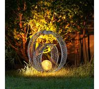 Lampe solaire boule orientale lumière décorative jardin lampe solaire solaire en métal pour l'extérieur, verre craquelé, piquet de sol, 1x LED 0,06W blanc chaud, LxPxH 30x20x42 cm