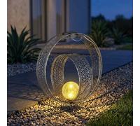 Lampe Solaire de Jardin D'Extérieur Argent Pointe LED Décorative Hauteur 42 CM
