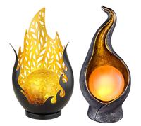 Lampe solaire Lampe d'extérieur Lampe de jardin Entrée Terrasse, IP44 étanche aux éclaboussures Aspect flamme, oriental, LED 0,06W blanc chaud, lot de 2