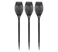 Lampe solaire Lampe d'extérieur LED Décoration de jardin Effet de feu Décor poinçonné Piquet de terre, plastique, DxH 7,5x51 cm, 3 pièces