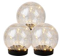 Lampe solaire Lampe solaire Balcon Deko Crackle verre blanc chaud LED D 12 cm 3er Set