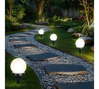 Boule solaire sur piquet, lampe enfichable, boule d'extérieur, lampe de jardin, piquet de terre décoratif, plastique, 1x LED, DxH 10x39 cm, lot de 4