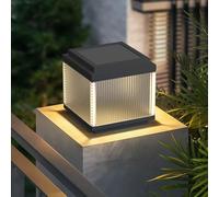 Lampe Solaire, Lampes De Pilier Modernes À L’extérieur, Éclairage De Colonne Chaud 3000K pour Les Décorations De Clôture De Terrasse De Patio, Lampe Étanche IP65 À Énergie Solaire