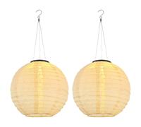 Lampe solaire Lampion Lampe d'extérieur LED Lampe suspendue de jardin sableLampe d'extérieur suspendue, acier inoxydable plastique, blanc chaud, DxH 30x 55 cm, set de 2