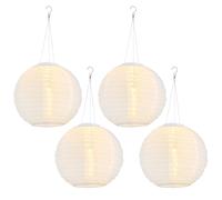 Lampe solaire Lampion Lampe extérieure LED Lampe à suspendre Lampe de jardin blanche Mariage Lanterne de fête Décoration de jardin, DxH 30x 55 cm, Set de 4
