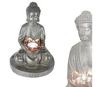 Lampe solaire LED Bouddha avec bol - Lampe solaire de jardin pour l'extérieur - Figurine de décoration de jardin Lampe d'extérieur (IP44, LED, dimensions env. : diamètre 20 cm x hauteur 29,8 cm)