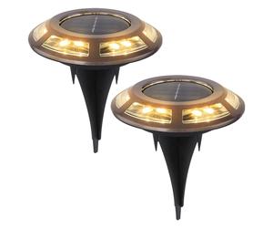 Lampe solaire LED chemin lumineux lampadaire Lampe solaire avec pile (AA), acier inoxydable cuivre, 3200K blanc chaud, D 11 cm